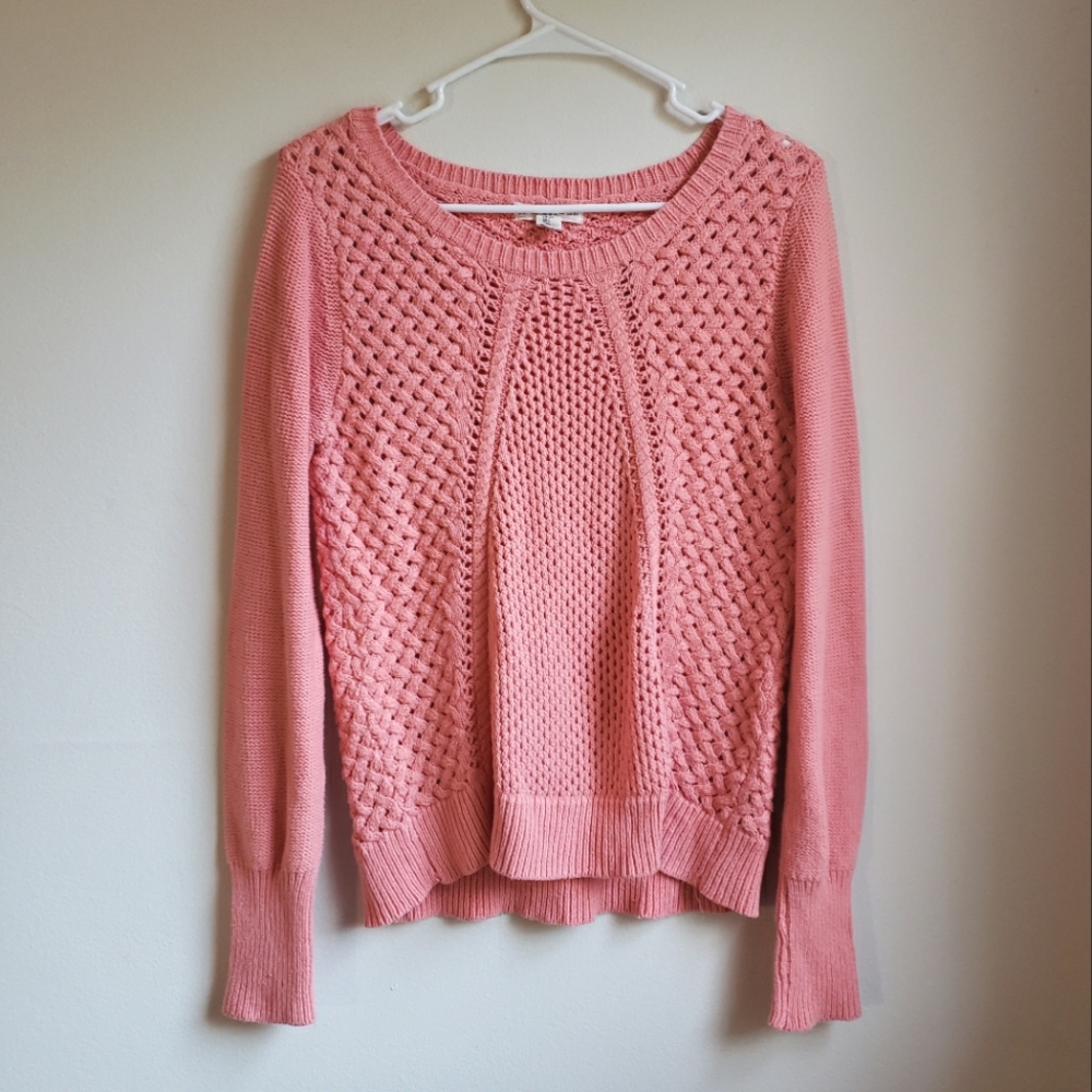 If It Were Me Coral Cable-Knit Sweater
